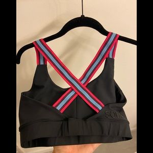 SoulCycle Black Sports Bra with Pink and Blue Straps